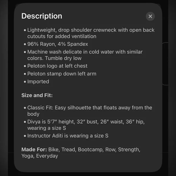 Peloton Women’s Large Open Back Work It Out Open Back Long Sleeve - Picture 6 of 10